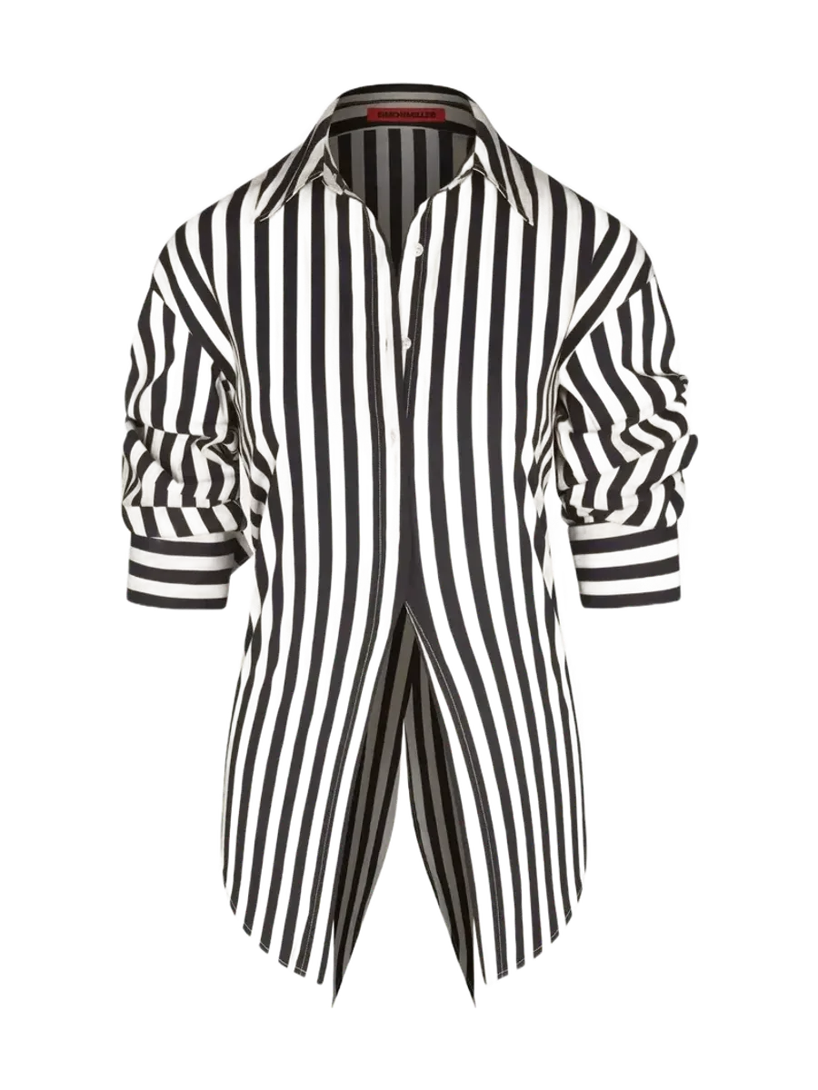 Simon Miller Loch Poplin Button Up in Black/White Stripe