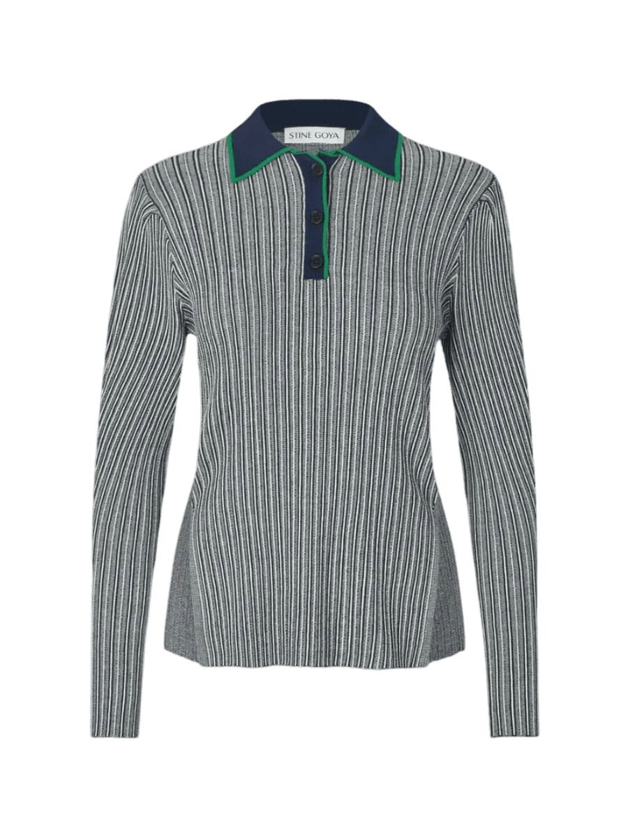 Stine Goya Long Sleeve Knit Polo