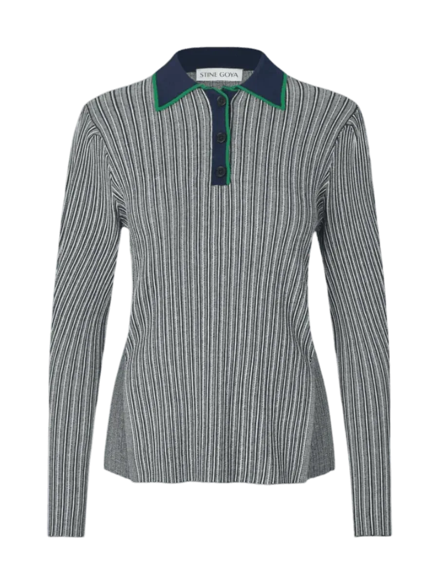 Stine Goya Long Sleeve Knit Polo