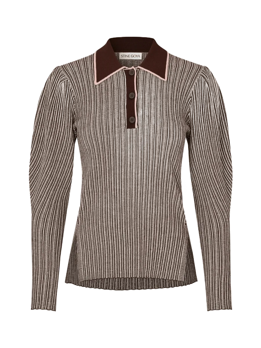 Stine Goya Long Sleeve Knit Polo