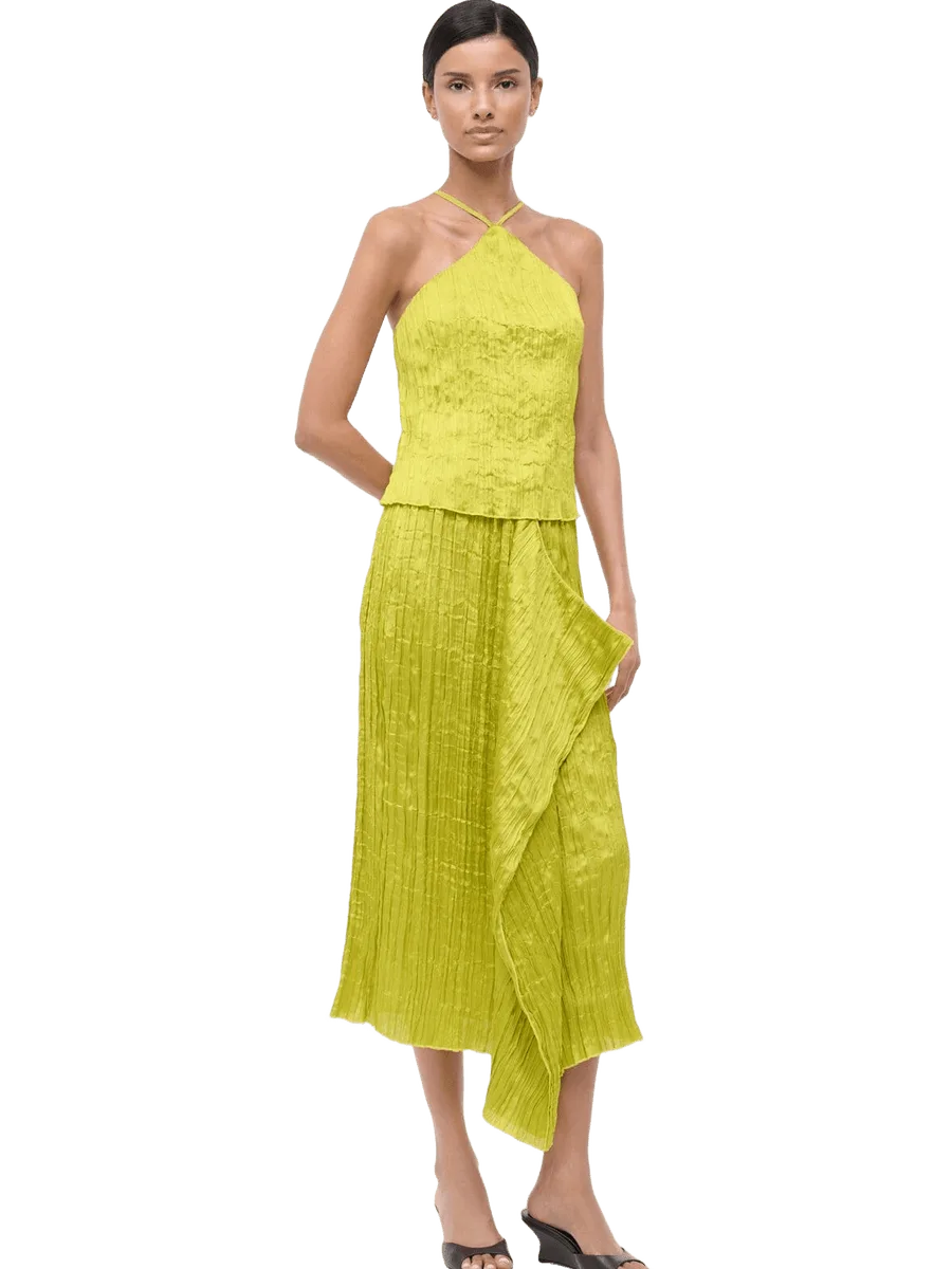 Staud Mai Skirt | Chartreuse Plisse