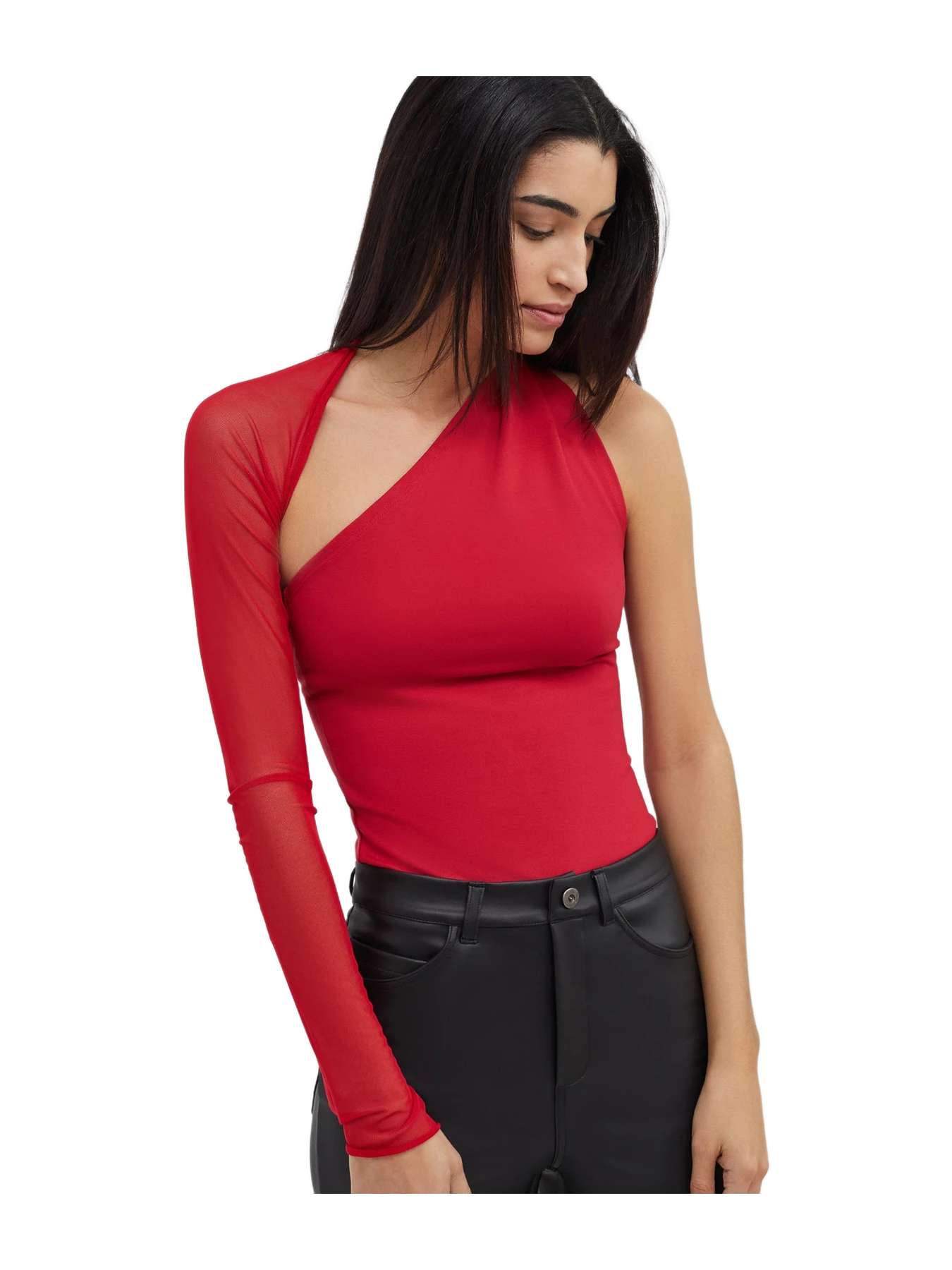 Marcella Manhattan Mesh Sleeve Top