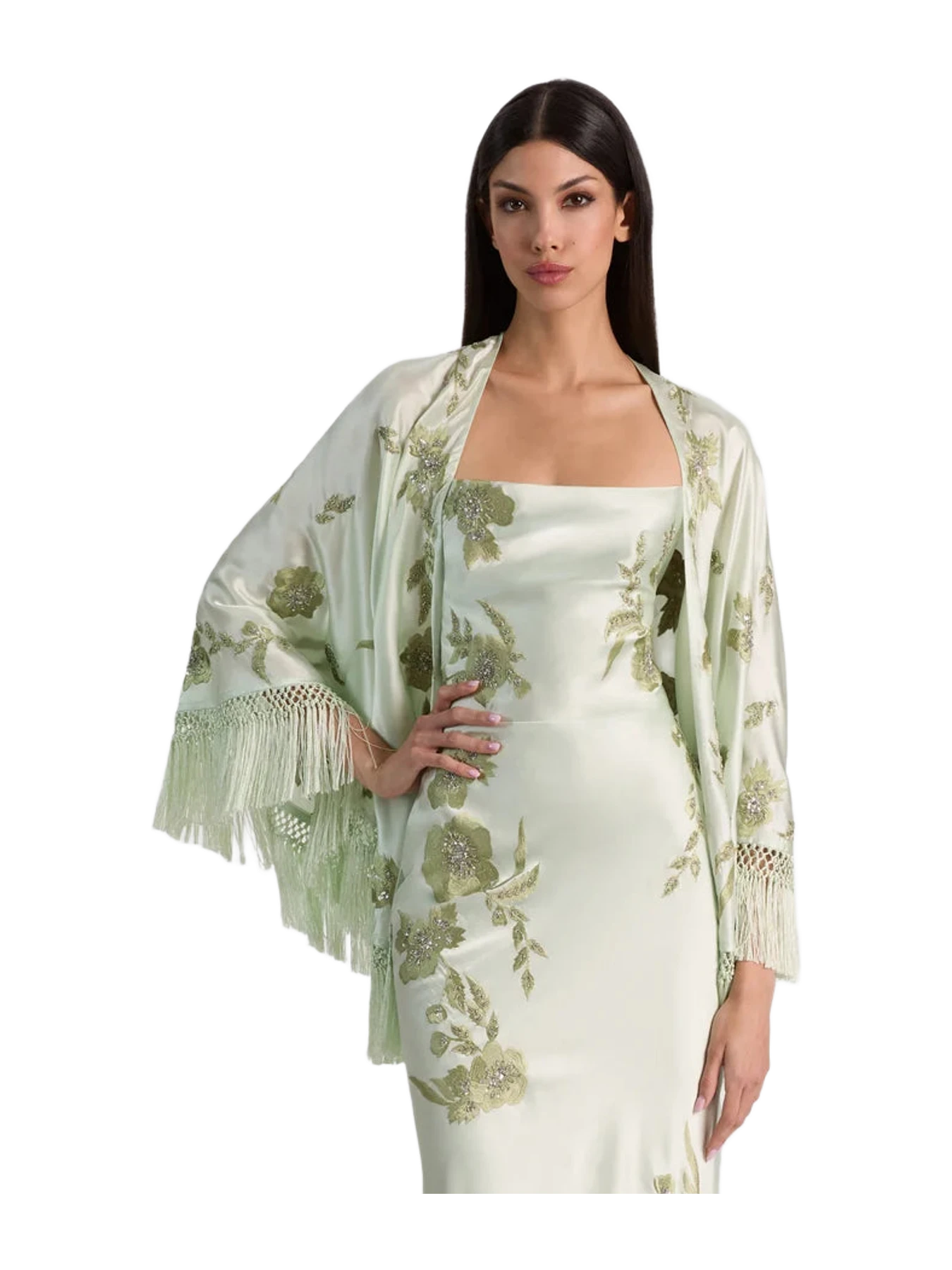 Alice + Olivia Marlene Shawl Scarf - Green Lily/Multi