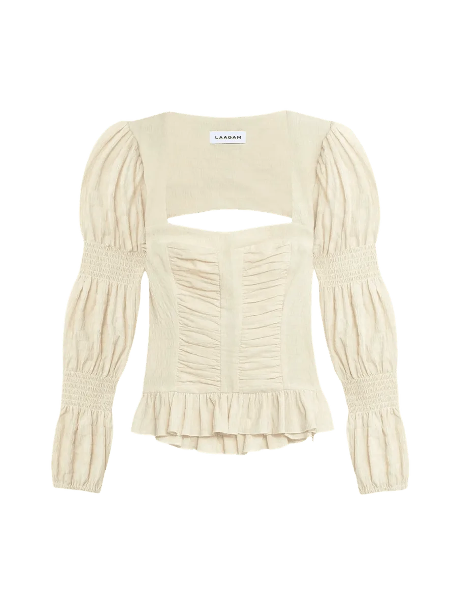 Laagam Mary Ecru Textured Blouse