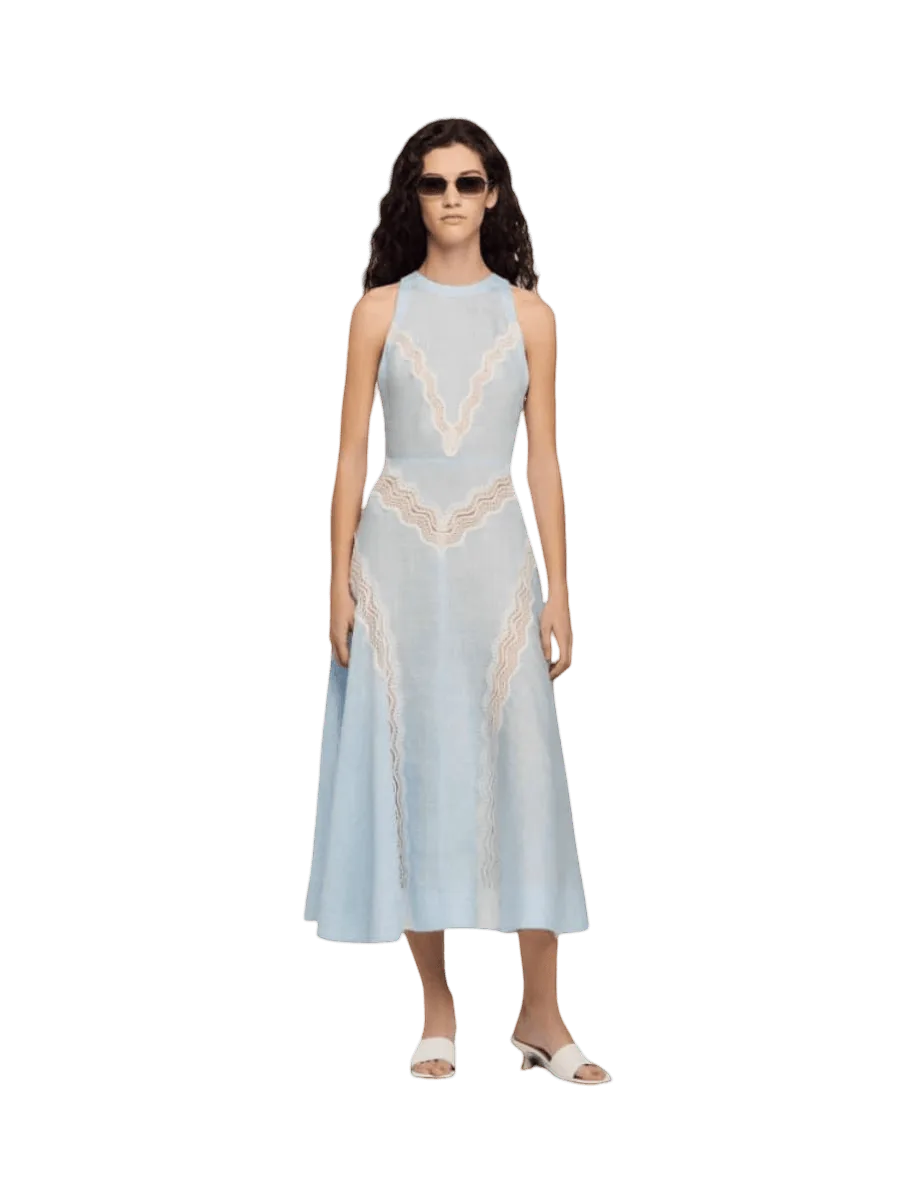 Sandro Maxi Dress with Lace Details