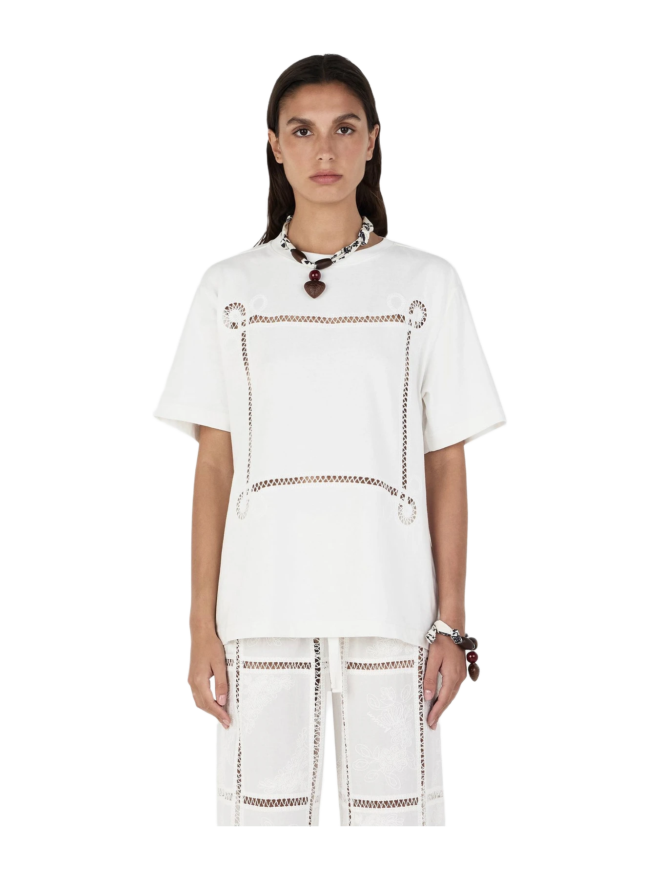 Hansen & Gretel Maxwell Lattice Tshirt Ivory Lattice