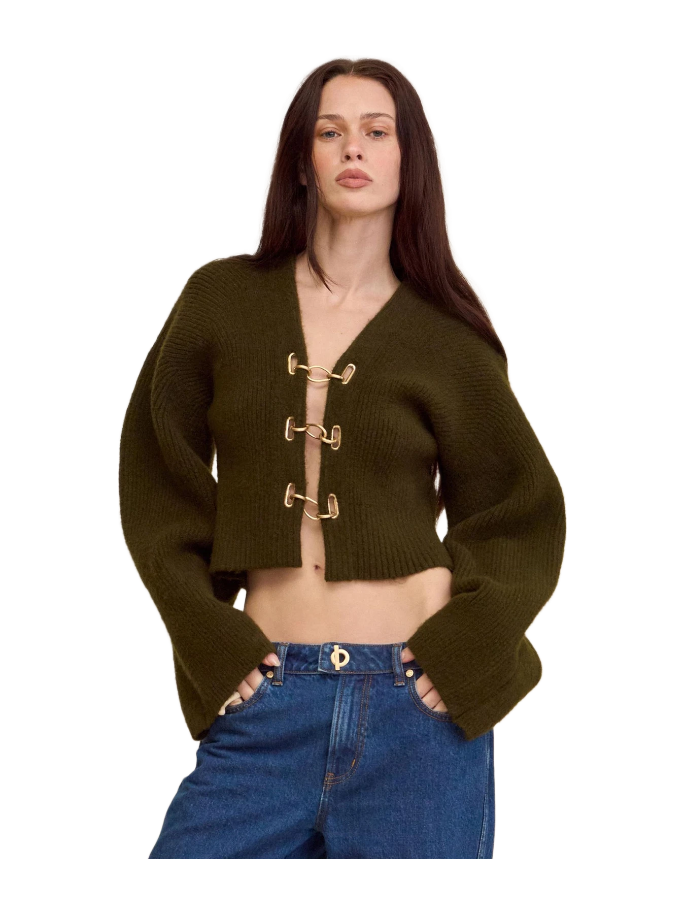 Cult Gaia Mayalu Cardigan - Deep Rosemary