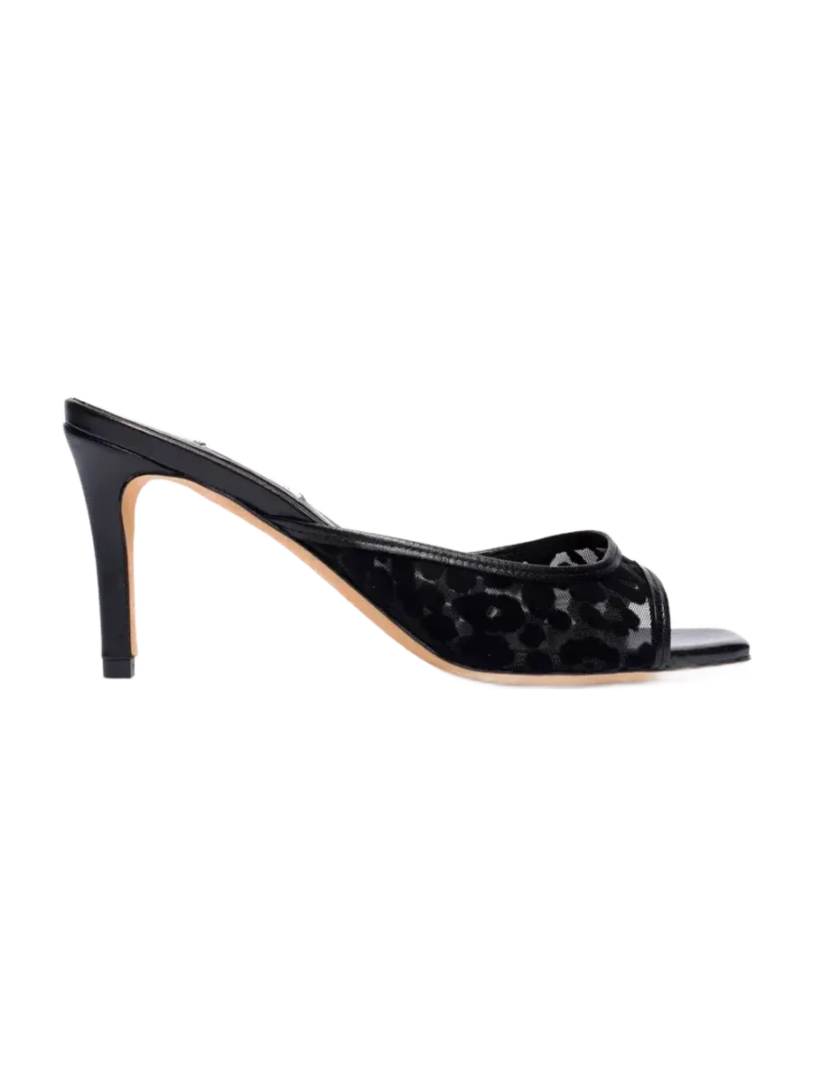 Anonymous Copenhagen Mazy 75 mesh Shiny lamb & mesh velvet leopard Black