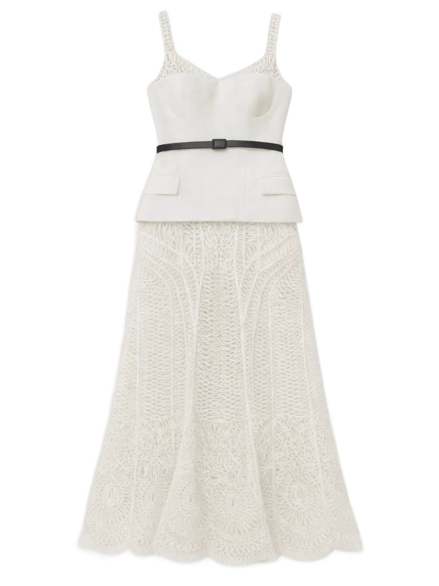 SIMKHAI Mckinnon Guipure Midi Dress