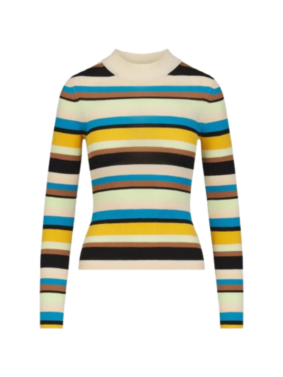 Mika Knit Long Sleeve Top In Ocean Stripe