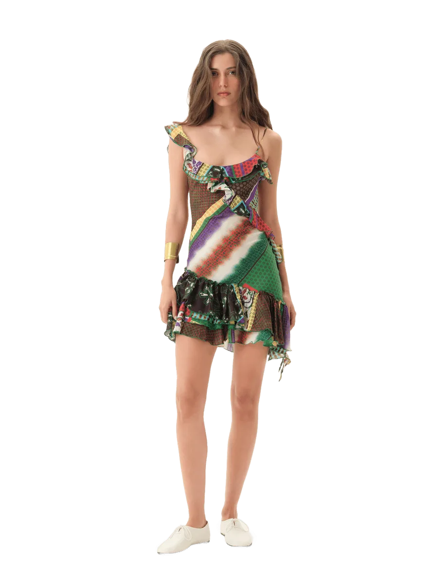 SIEDRÉS MIMIKA - Patchwork print mini dress with ruffle detailing