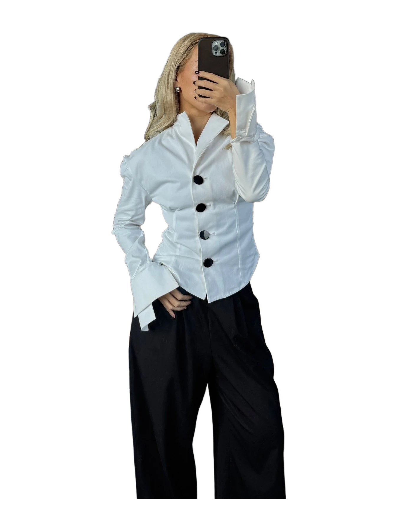 Aaizél MINA BRUSHED COTTON STAND COLLAR SHIRT JACKET in WHITE