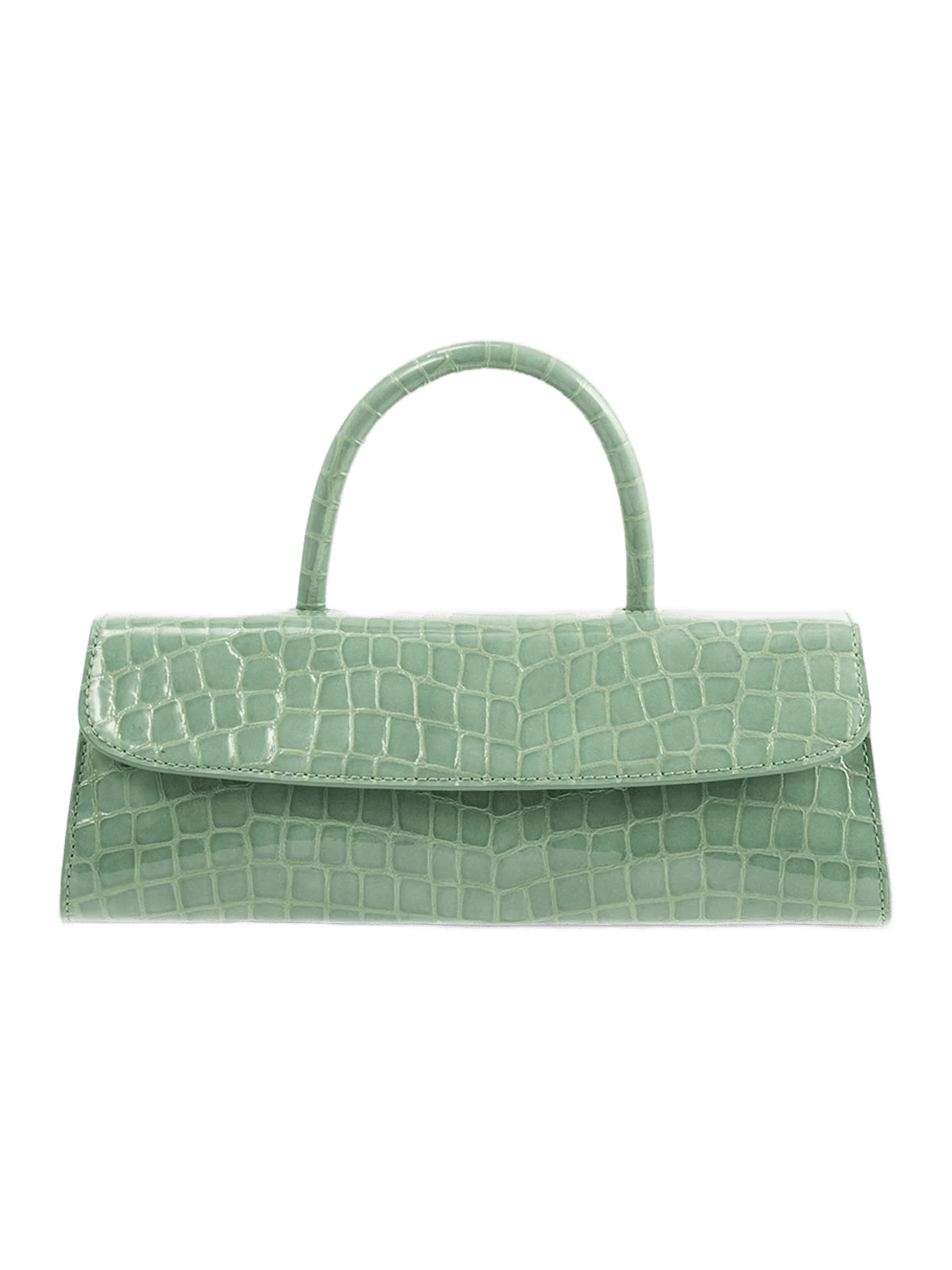 By Far Mini Longa Fresh Croco Embossed Leather Top-Handle Bag