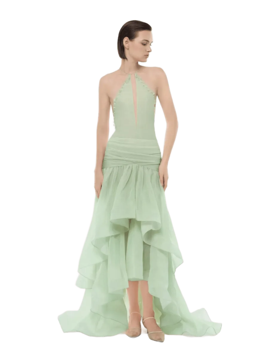 Montsand Mint Open-Back Halter Dress