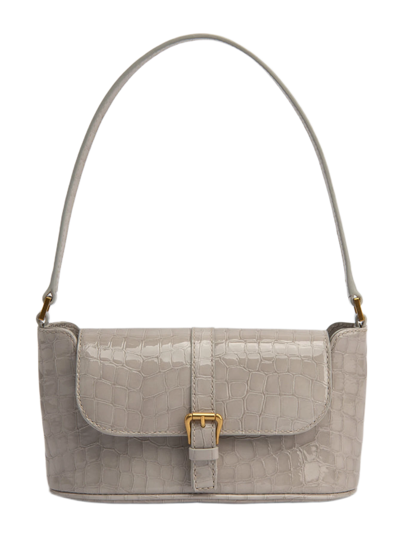 By Far Miranda Baguette Croco Embossed Shoulder Bag