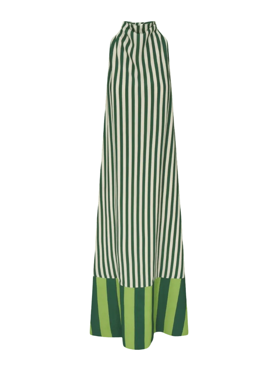 Simon Miller Mona Crepe Dress in Green Stripe Combo