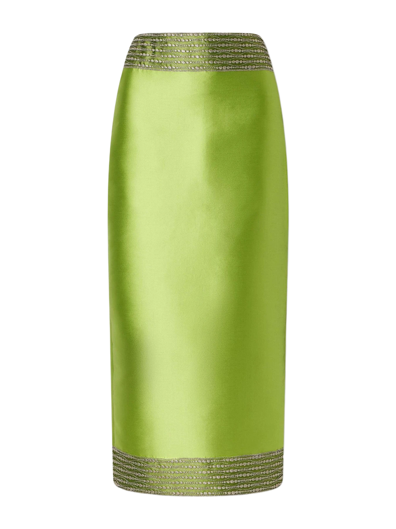 DESTREE Monica Embroidered Satin Midi Skirt