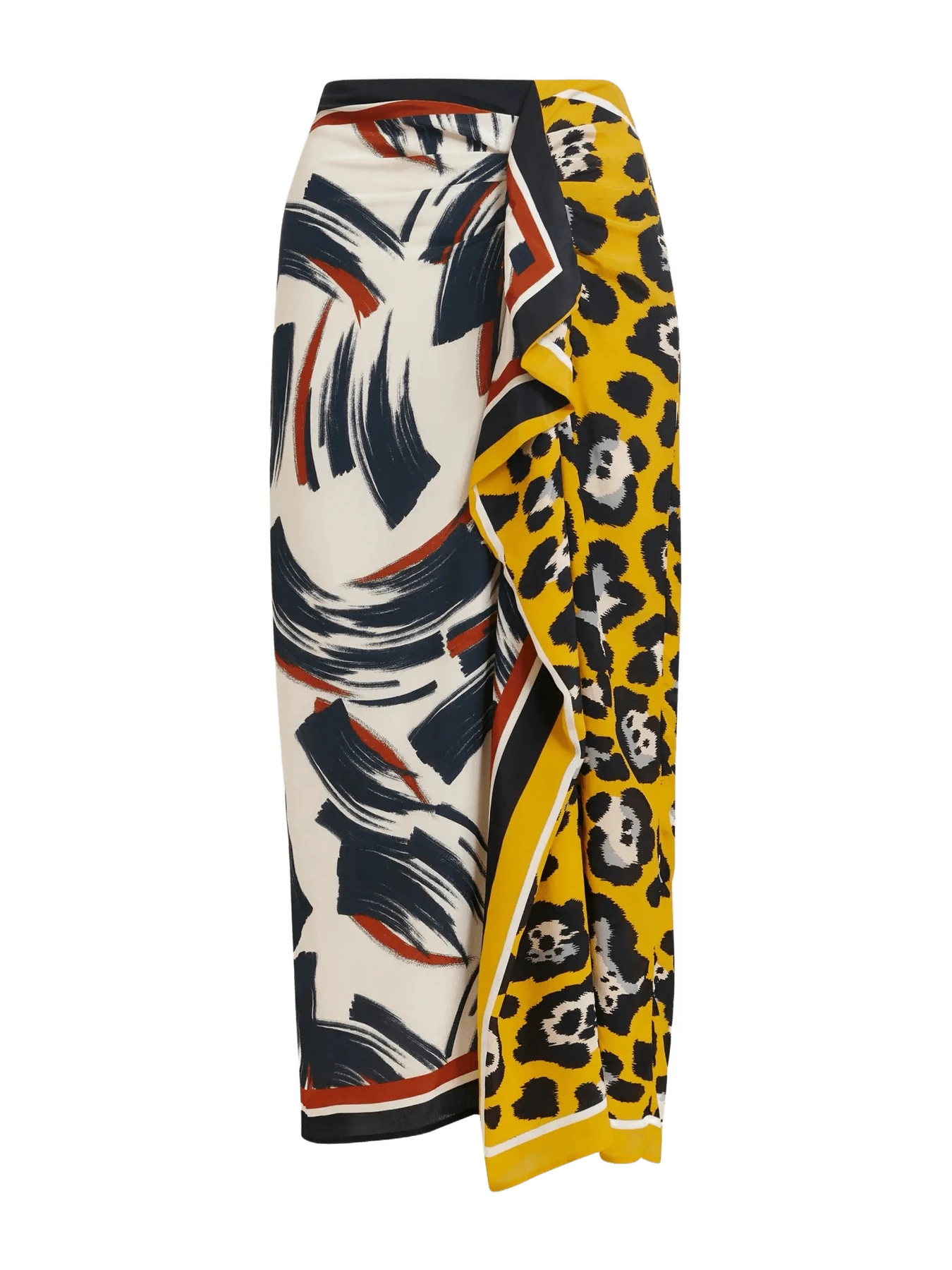 Essentiel Antwerp Multicolor printed draped midi skirt