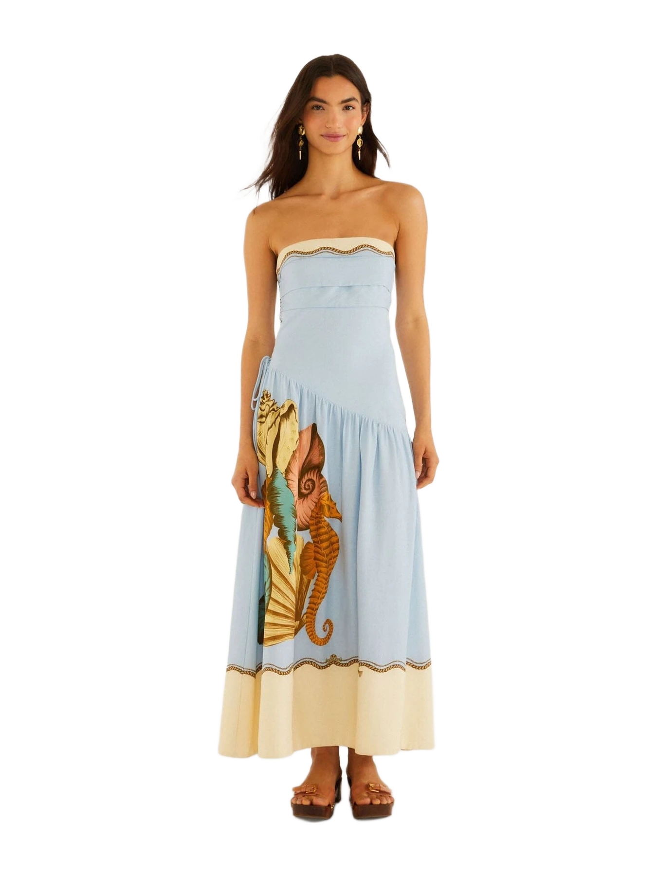 Farm Rio Multicolor Rio Souvenir Strapless Side Ties Maxi Dress