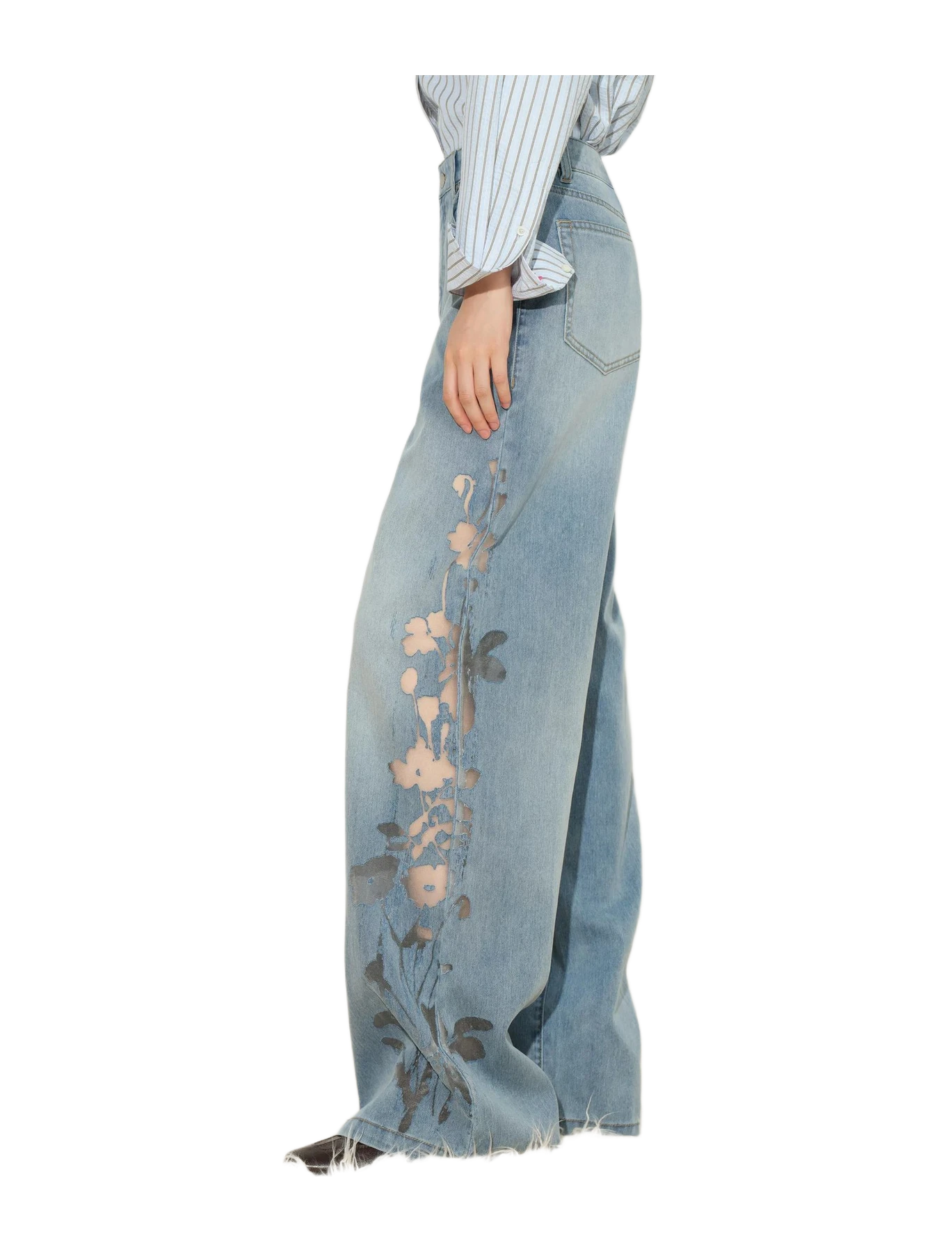 Fabrique Myla Burnout Mesh Wide Leg Jeans