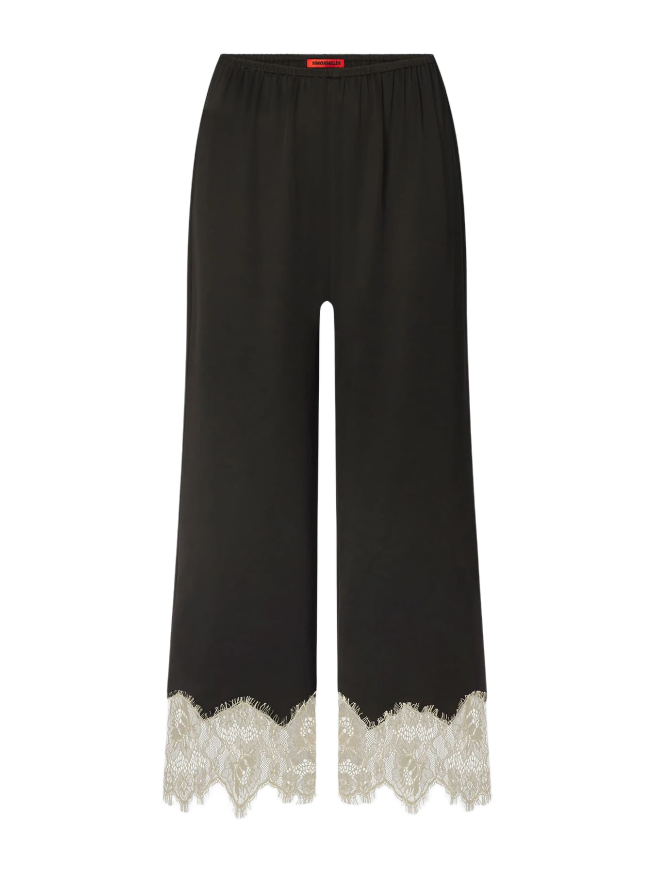 Simon Miller Nella Satin Lace Pant In Black/Bone