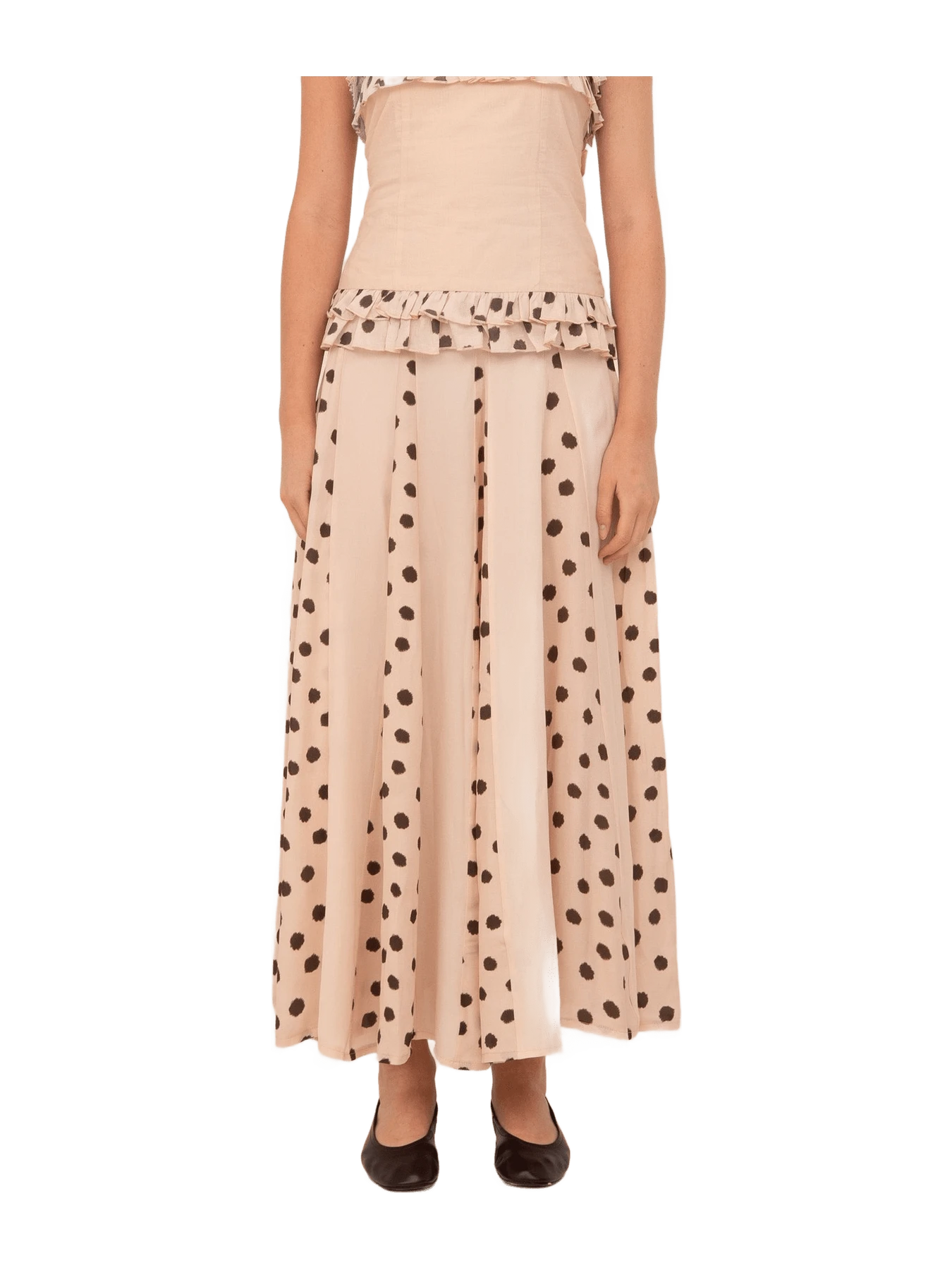 Carmen Says Beige Polka Dot Print Skirt
