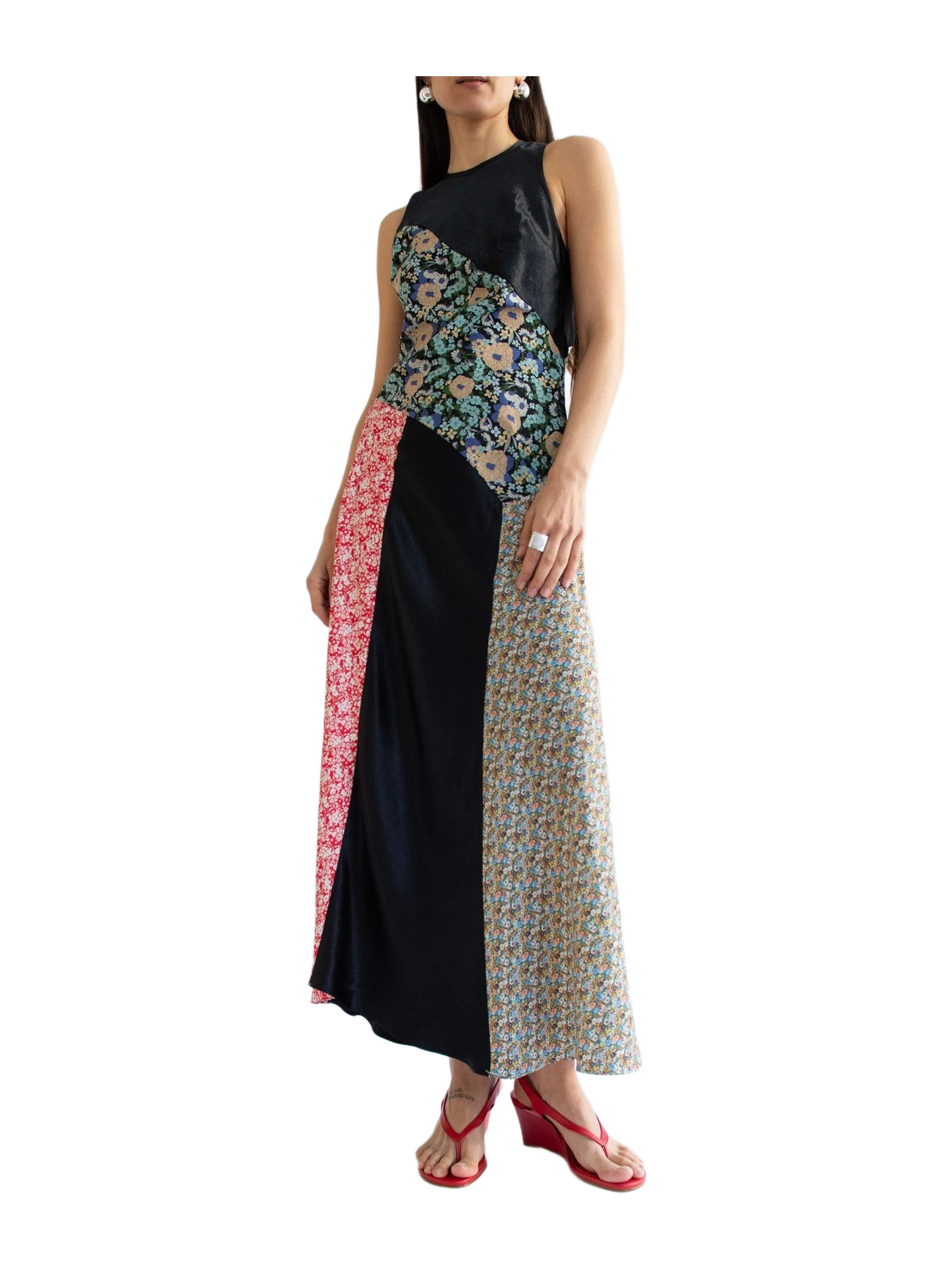 Nomia NOMIA, Combo Bias Maxi Dress, Black/Multi