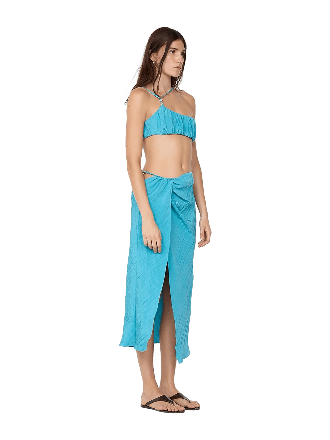 ODESSA SPLIT MIDI SKIRT - DEEP SEAFOAM