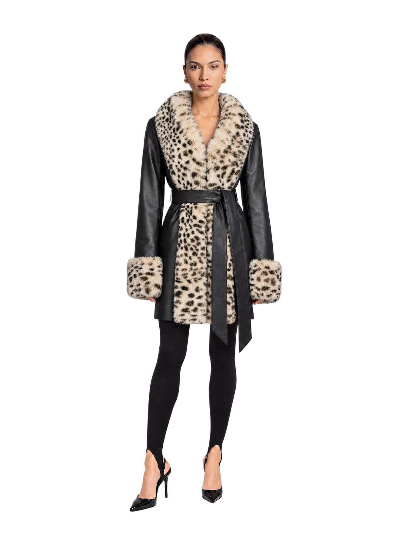 Susanna Chow Odette Leather Shearling Coat