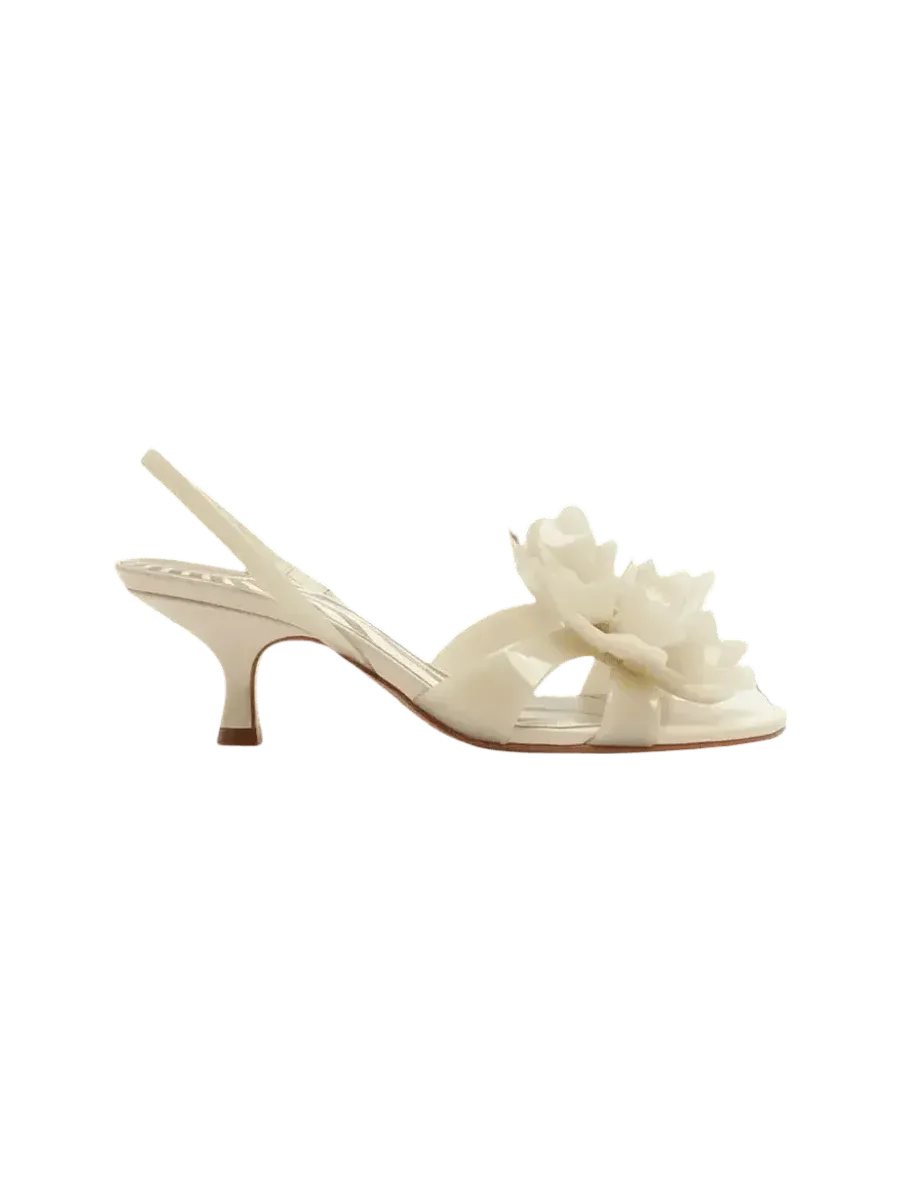 Farm Rio Off-White Flower Jelly Heeled Sandal