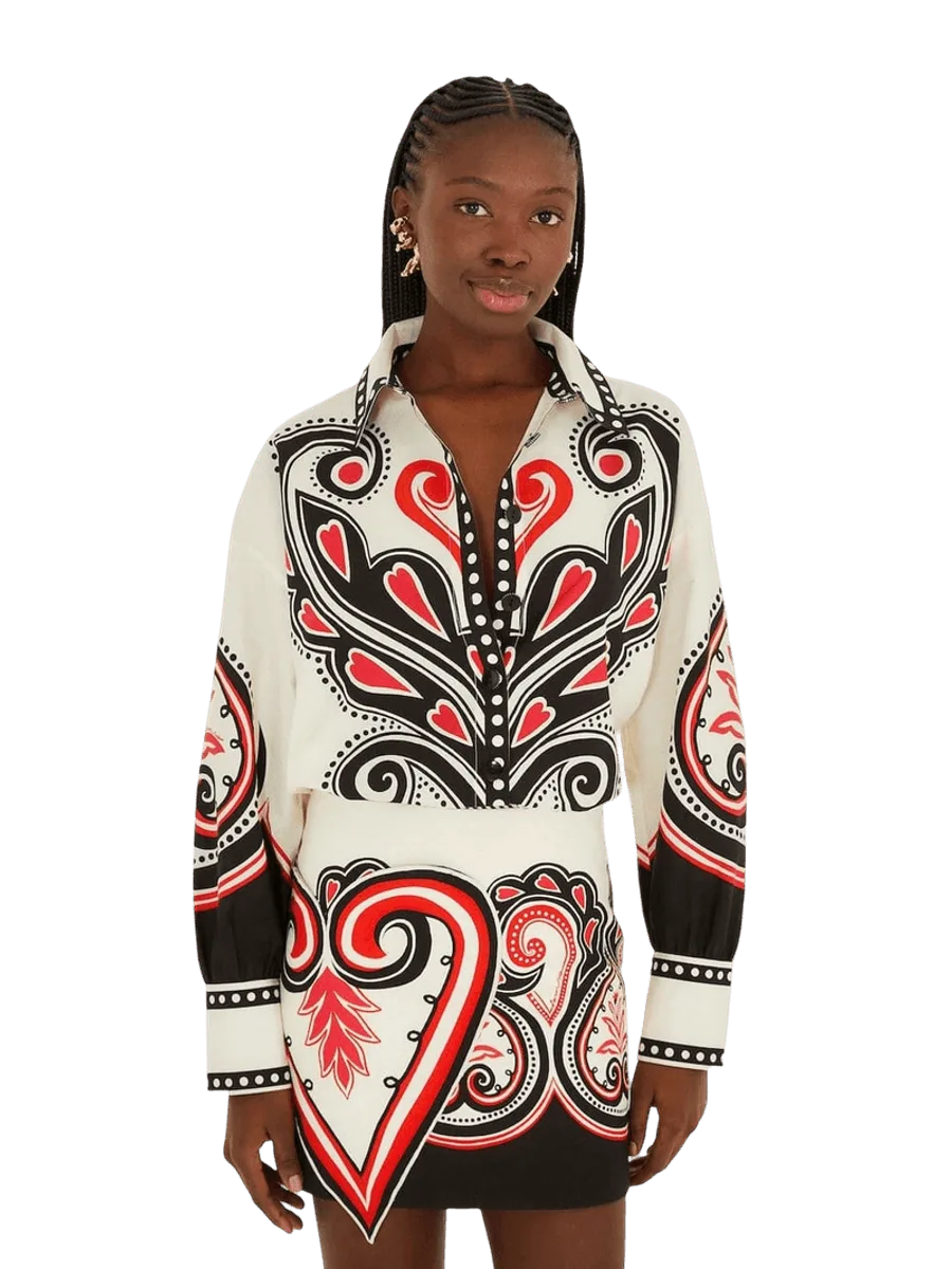 Farm Rio Off-White Graphic Ainika Mini Skirt