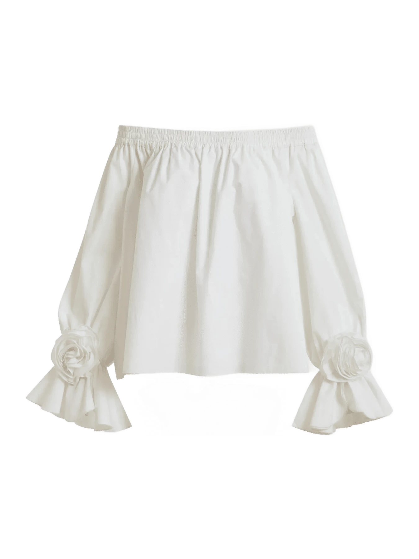 Essentiel Antwerp Off-white strapless cotton top with rosette details