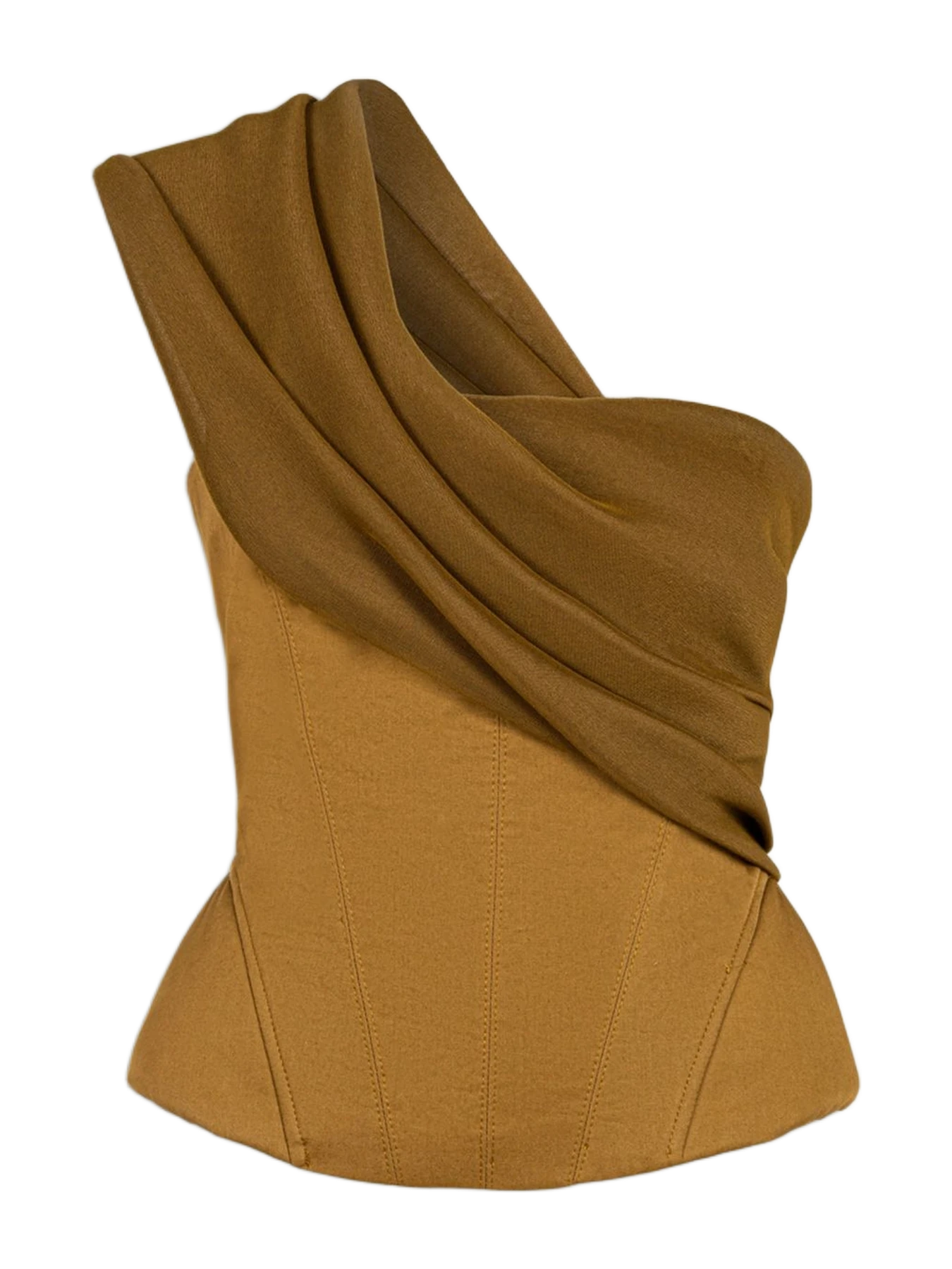 Nocturne One-Shoulder Draped Gabardine Bustier