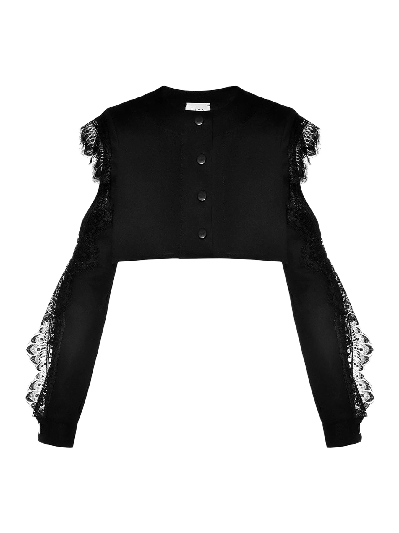 Liya Onyx Jacket With Ruffles