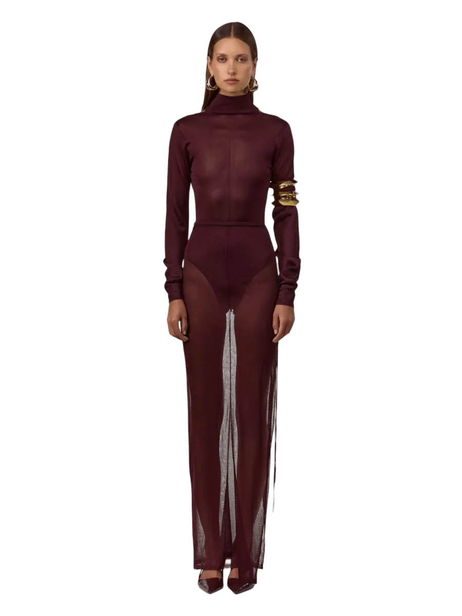 Same Open Back Knit Bodysuit (Merlot)