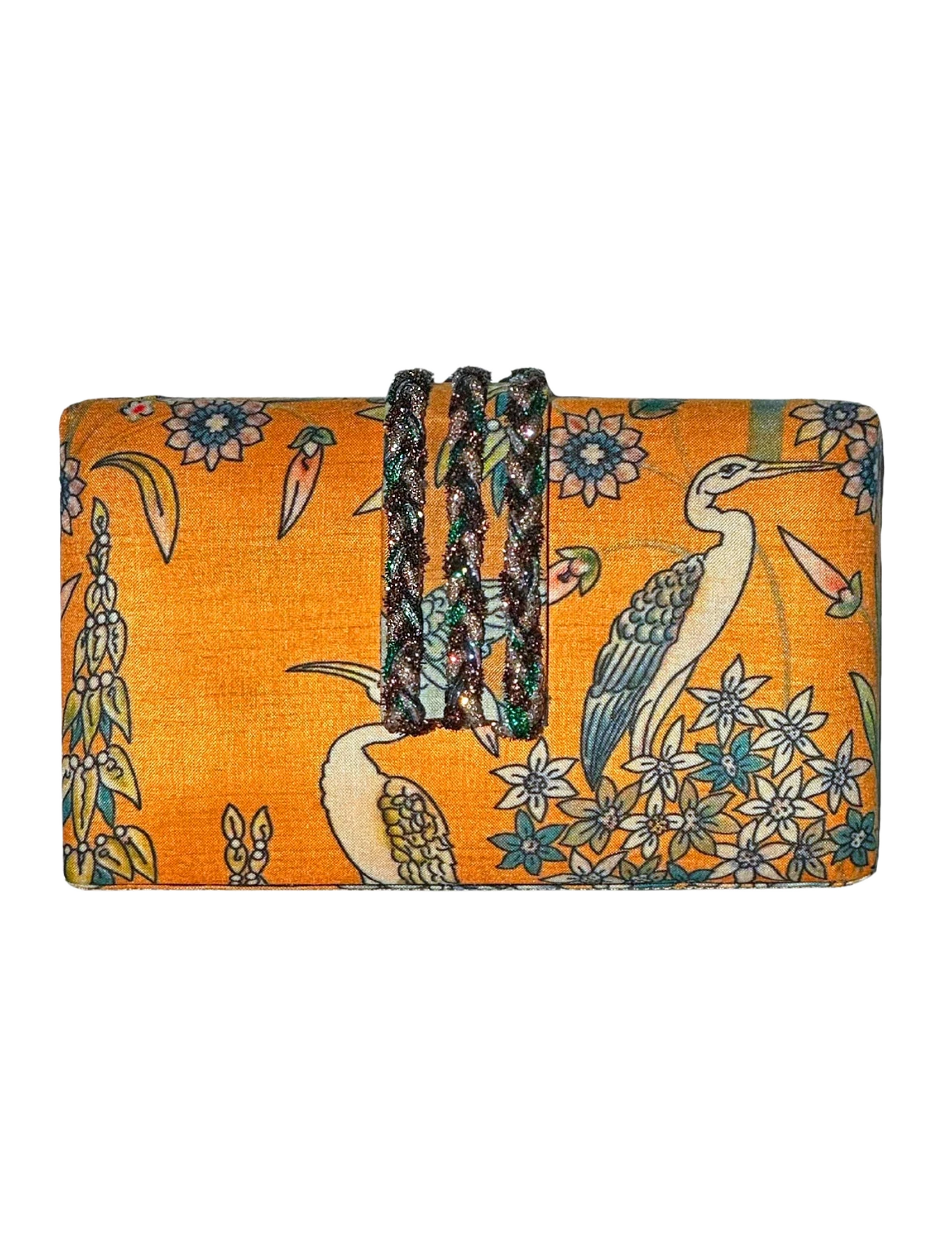 Simitri Paradise Bird Braided Fringe Clutch
