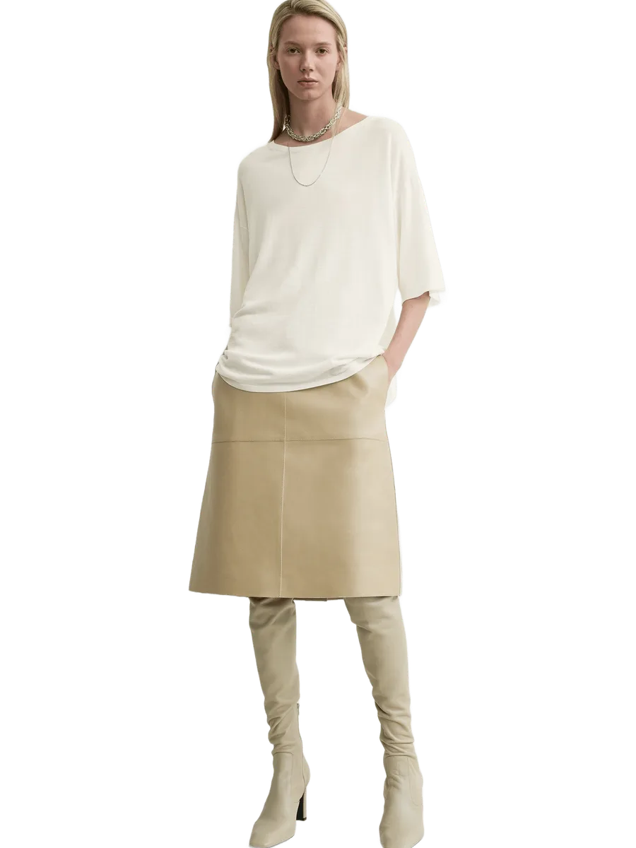 Totême Paneled leather skirt rye