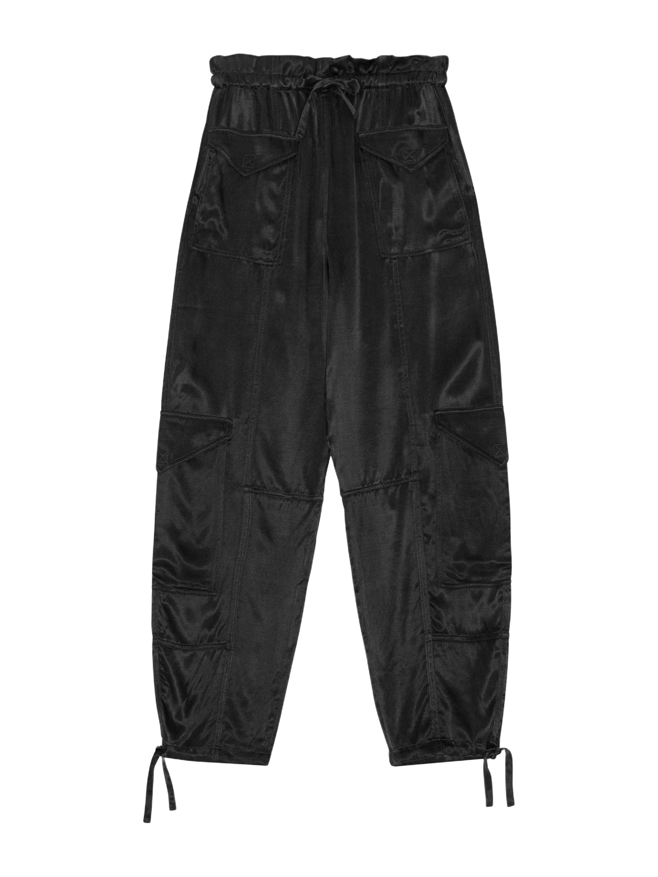 GANNI Pants In Black Washed Satin
