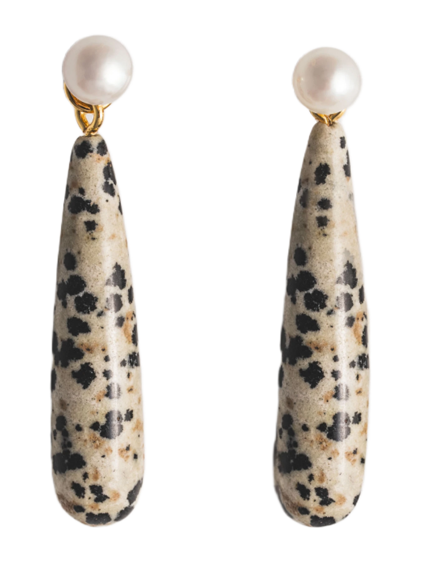 Mademoiselle Jules Pearl Studs & Dalmatian Jasper Ear Jacket