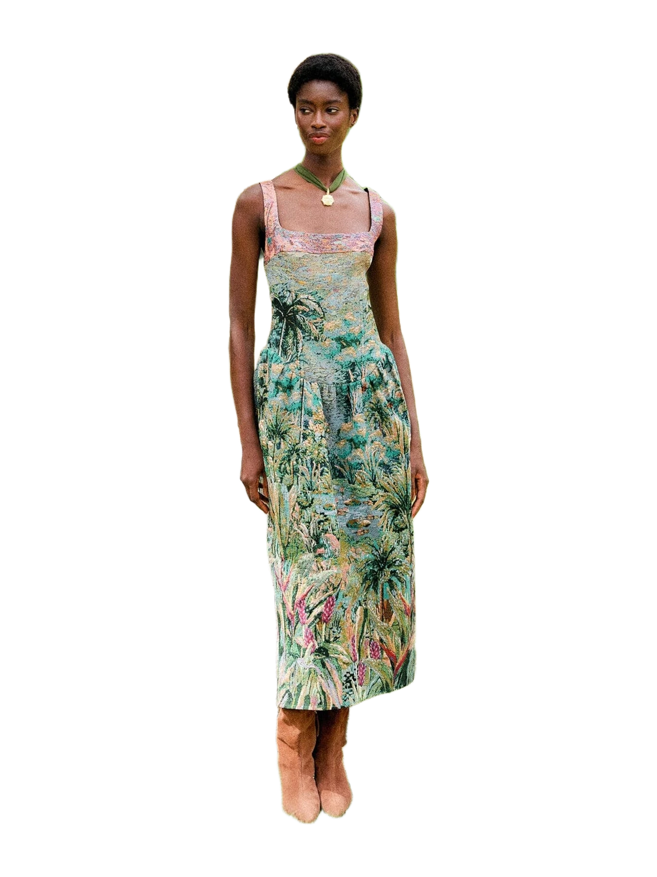 Farm Rio Petricor Jacquard Sleeveless Maxi Dress