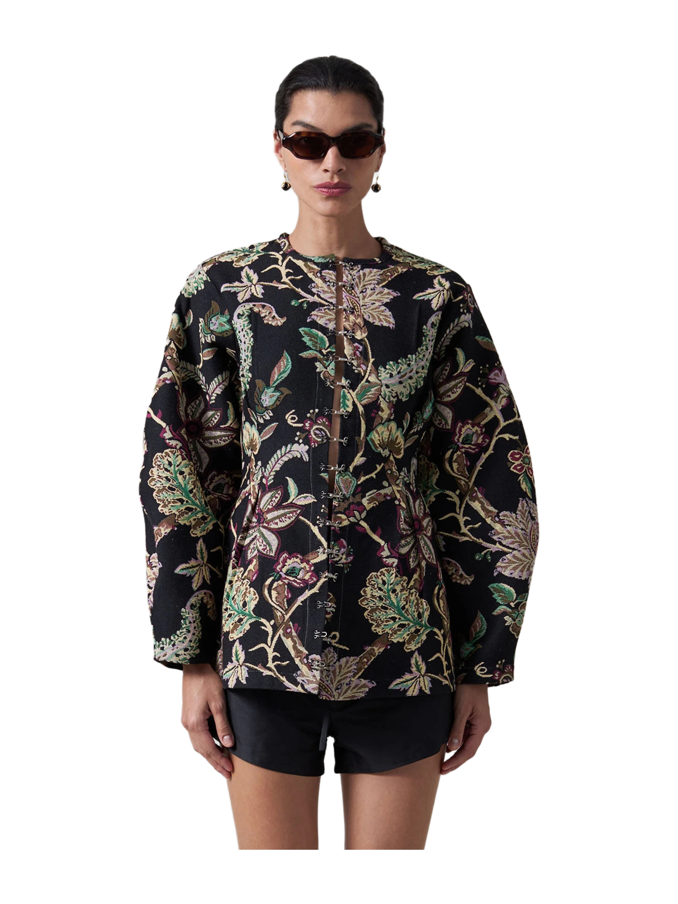 Chan Luu Pinch Waist Cardigan Black Jacquard