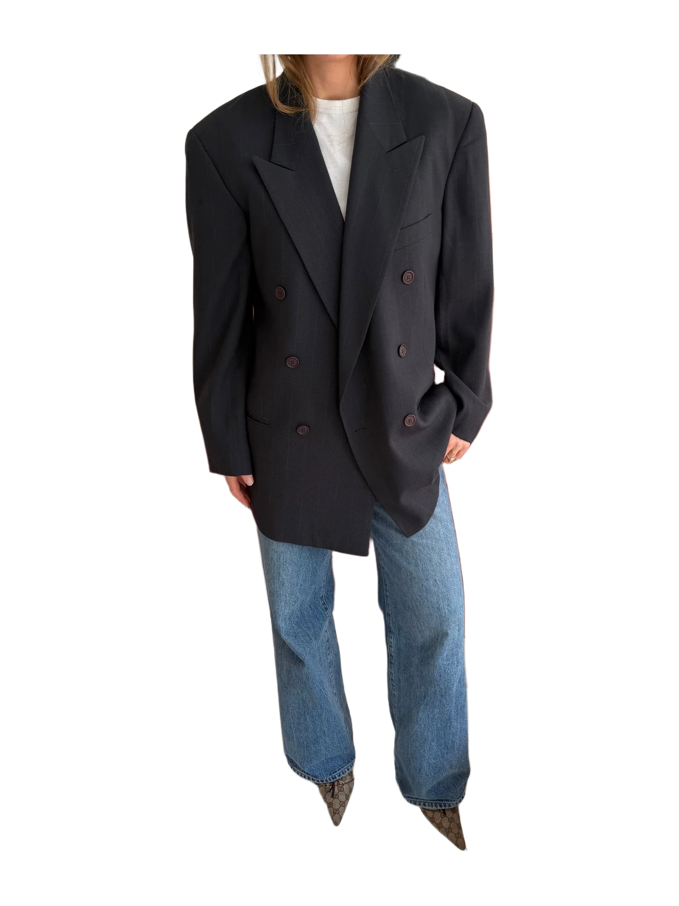 Havre Studio Pinstriped Double-Breasted Armani Blazer