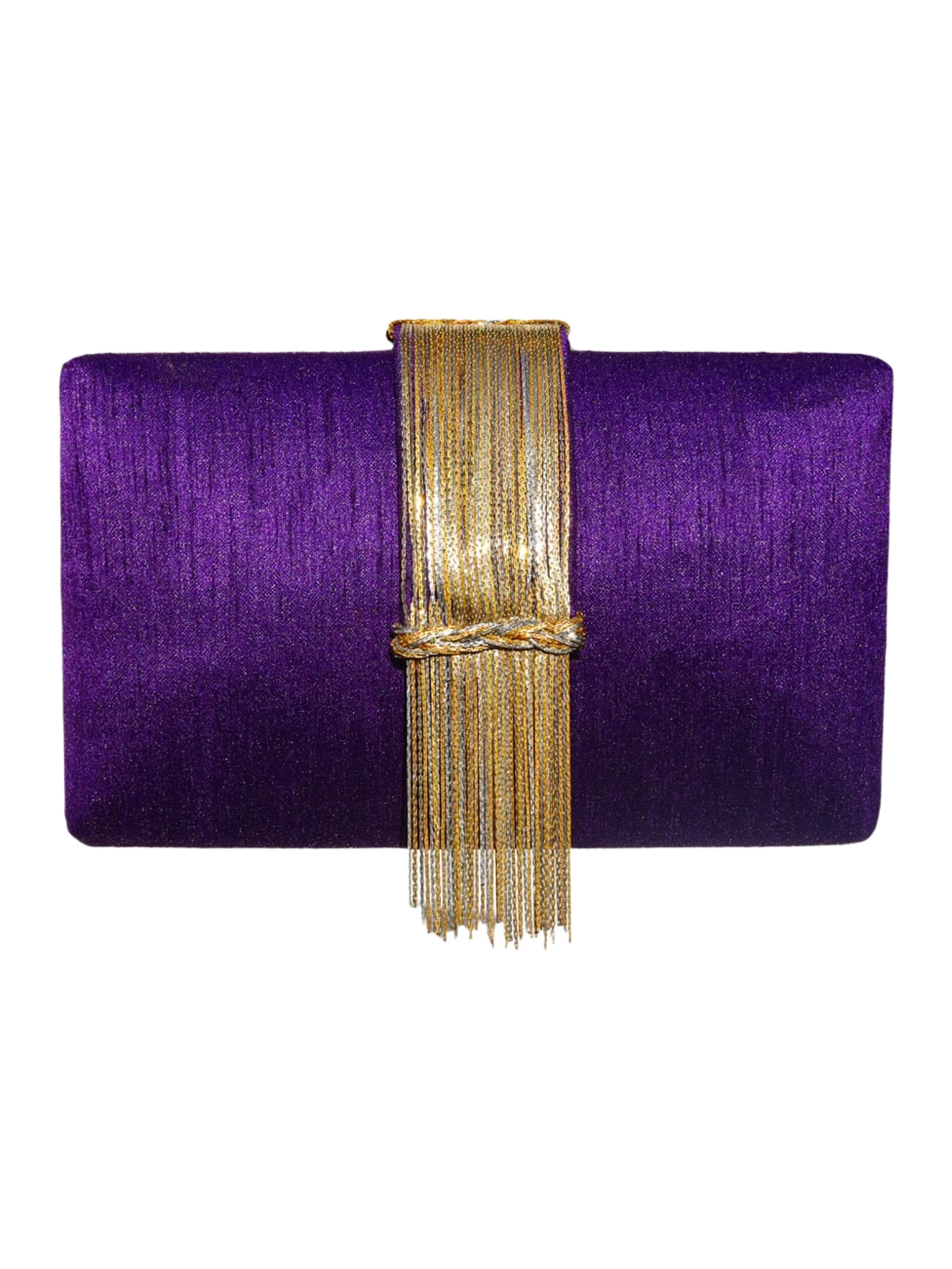 Simitri Plum Fringe Clutch