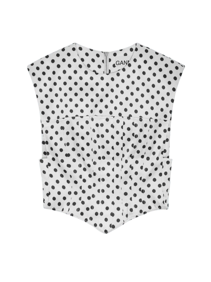 GANNI Polka Dot Corset Top