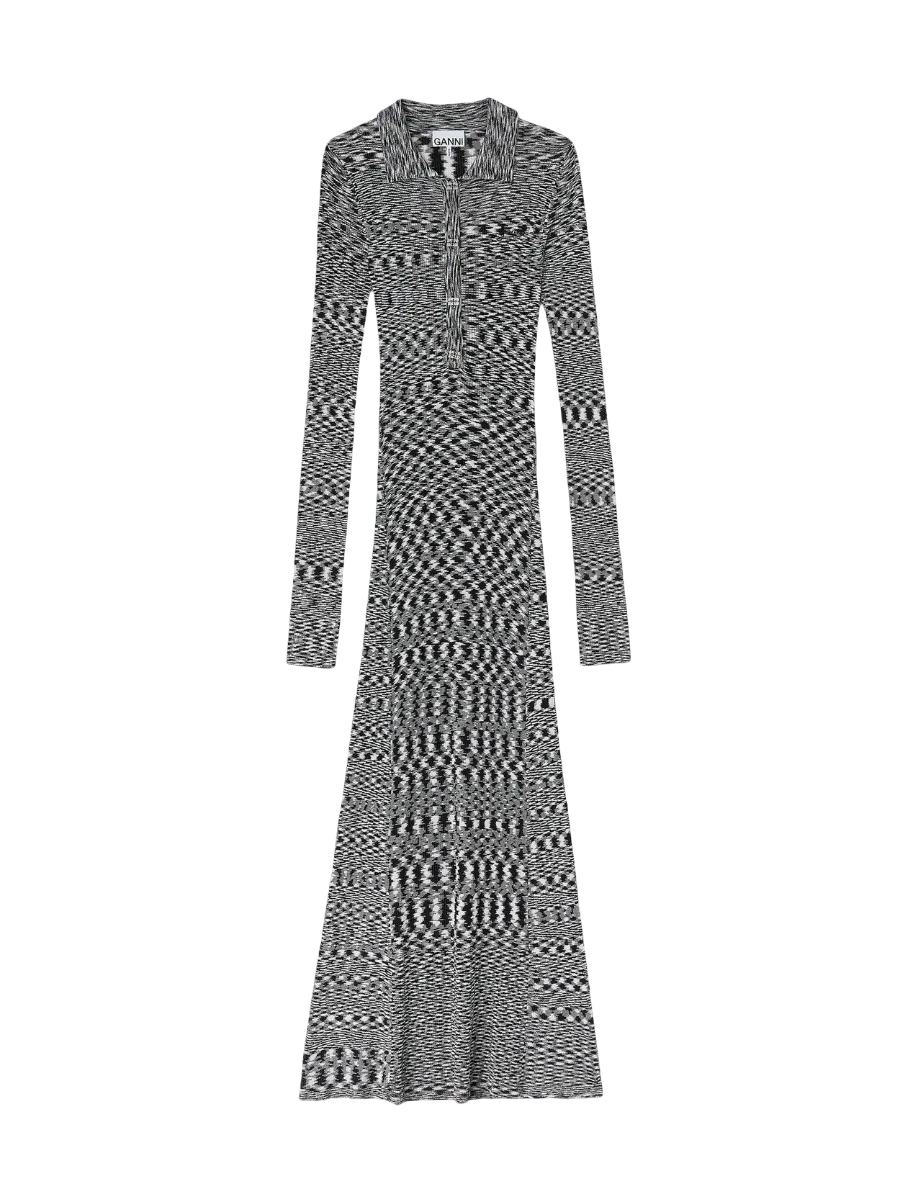 GANNI Polo Dress in Spacedyed Knit