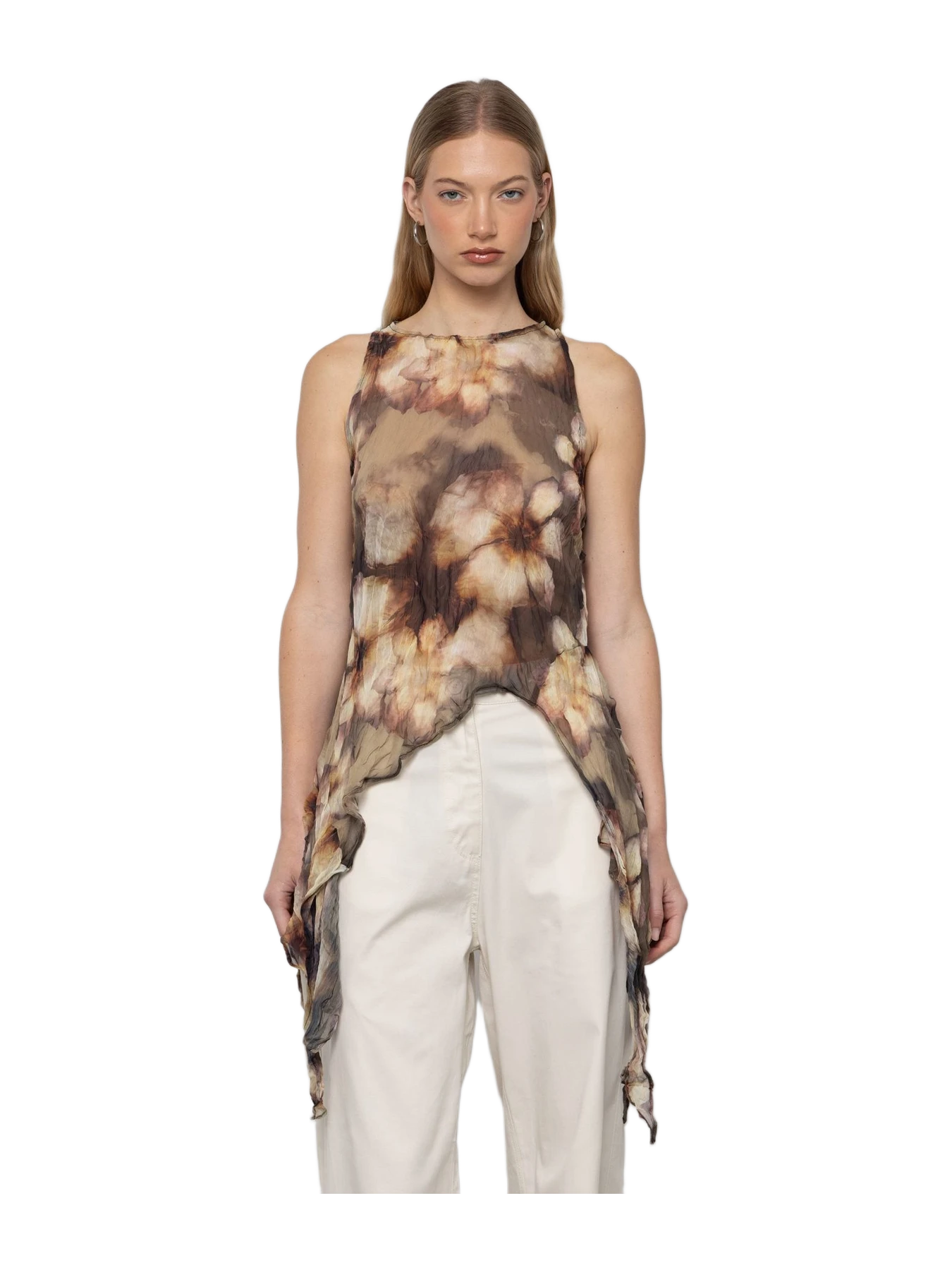 ESTHÉ Printed Asymmetric Chiffon Top • Esthe