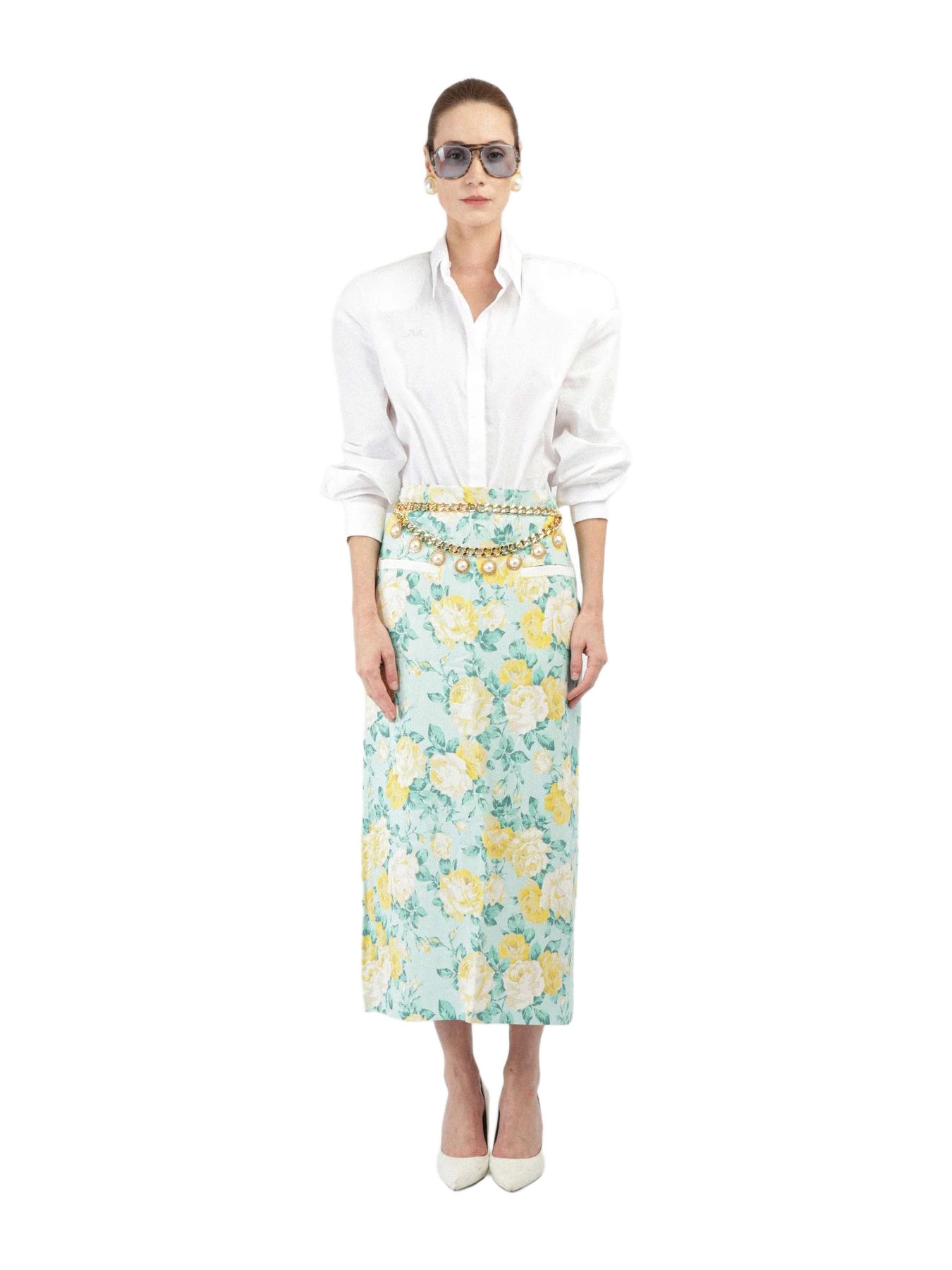 Rowen Rose Printed Long Skirt with Pockets
