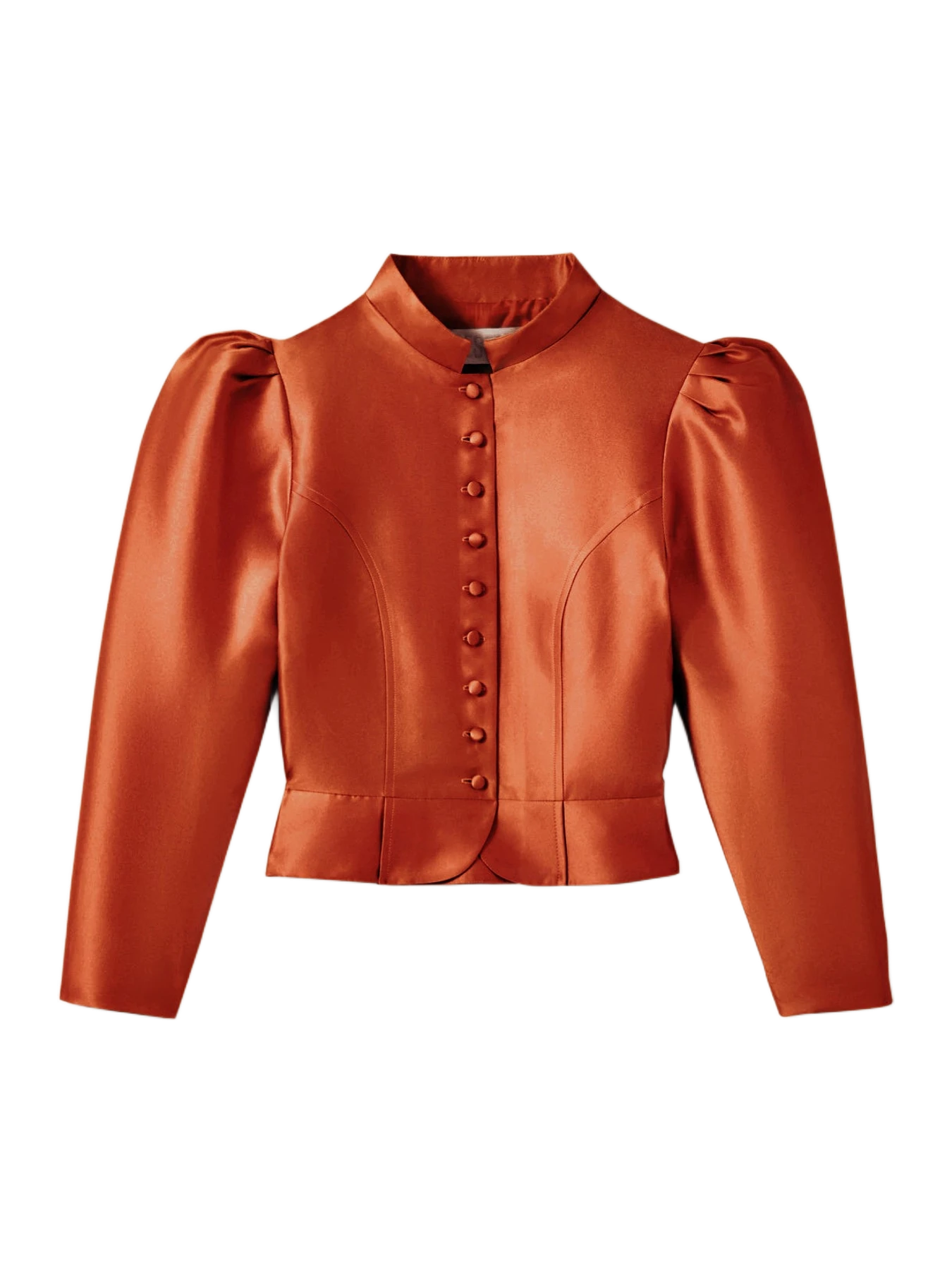 AMOAKO Puff sleeves satin jacket - Terracotta