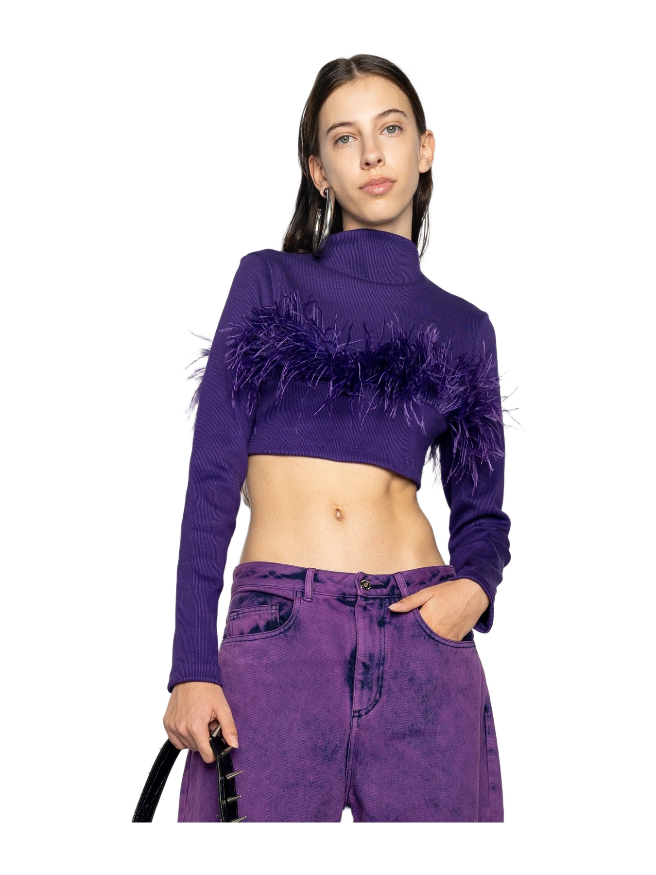 Marques' Almeida Purple Cropped Feather Top
