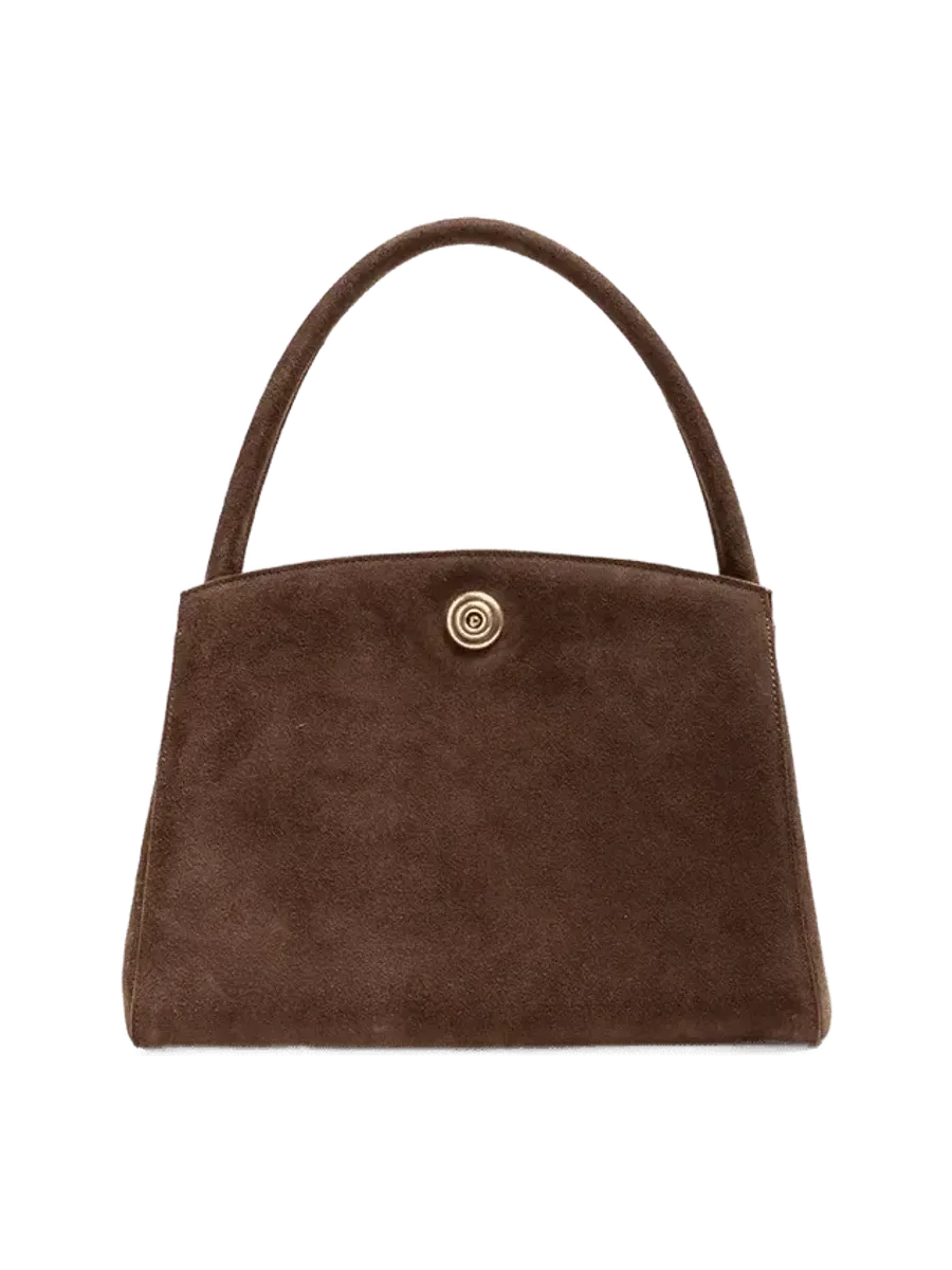 Liffner Pushlock Lady Bag Dark Brown Suede